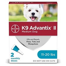 K9 Advantix II Flea and Tick Prevention for Medium Dogs 11-20 Pounds , 2 Pack