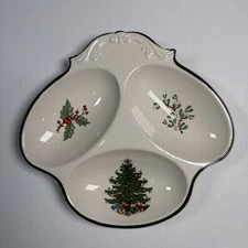Cuthbertson Christmas Tree Relish Dish, Green Band, Made In England, Exc Cond!!