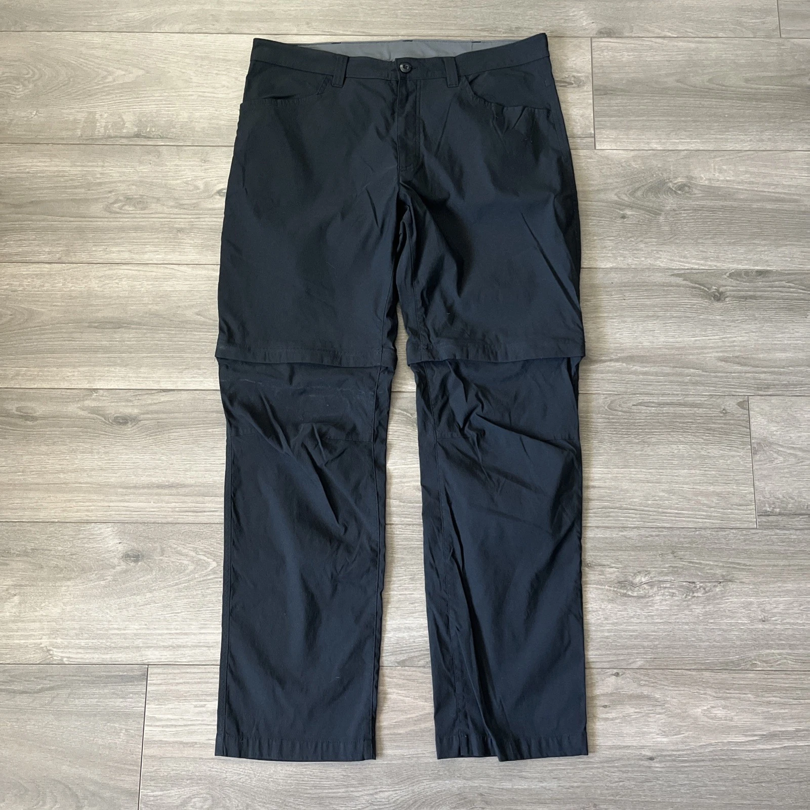 Eddie Bauer Mens Sz 38x32 Zipper Leg Pants Black Outdoors Hiking Fishing