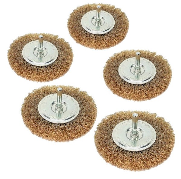 5X ScheibenbüRste DrahtbüRste 75Mm StahlbüRste RundbüRste Gewellt Bohrmaschine-image