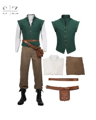 Tangled Cosplay Flynn Rider Cosplay Costume Vest Shirt Halloween Outfit - Image 1 of 4