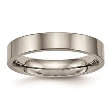 Chisel Unisex Ring Titanium Polished Flat Comfort Back 4 mm Comfort Fit