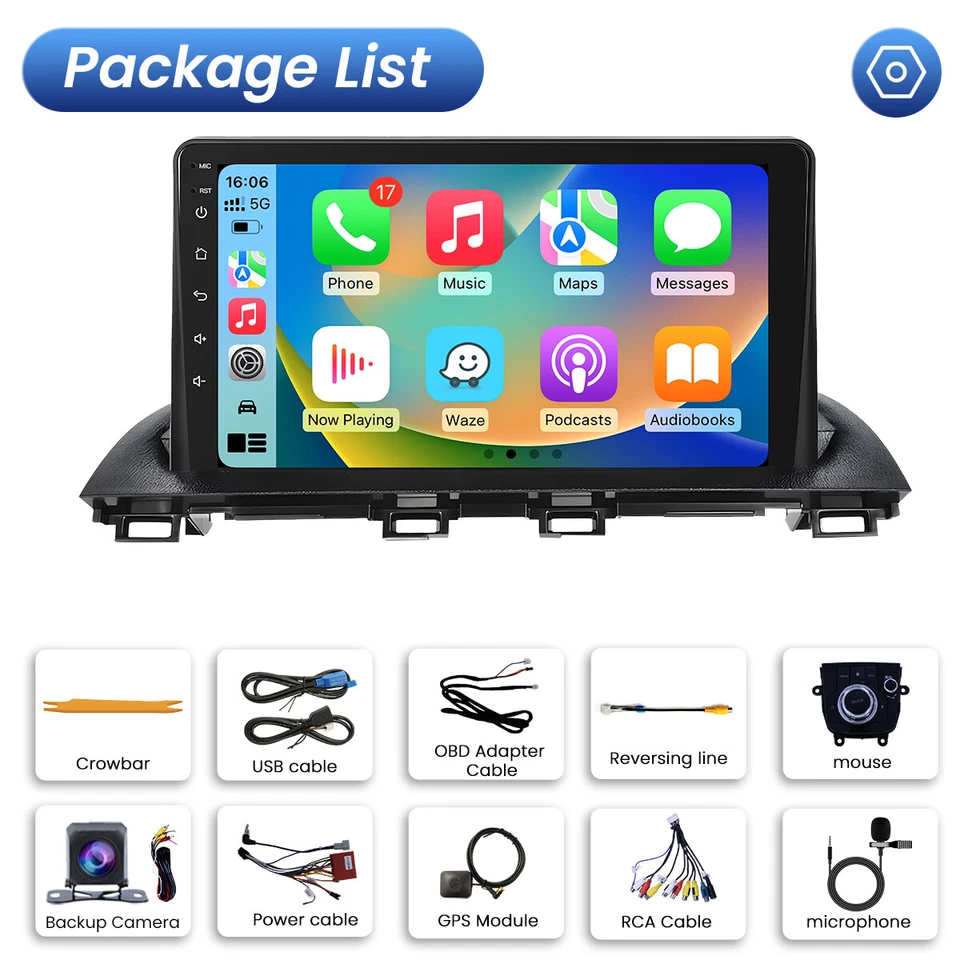 Apple Carplay For Mazda 3 2014-2018 GPS Navigation Android 12 Car Stereo Radio - Image 4 of 4