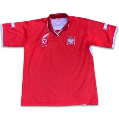Vintage Poland Polska Soccer Football Jersey Adult Size Large Red/White