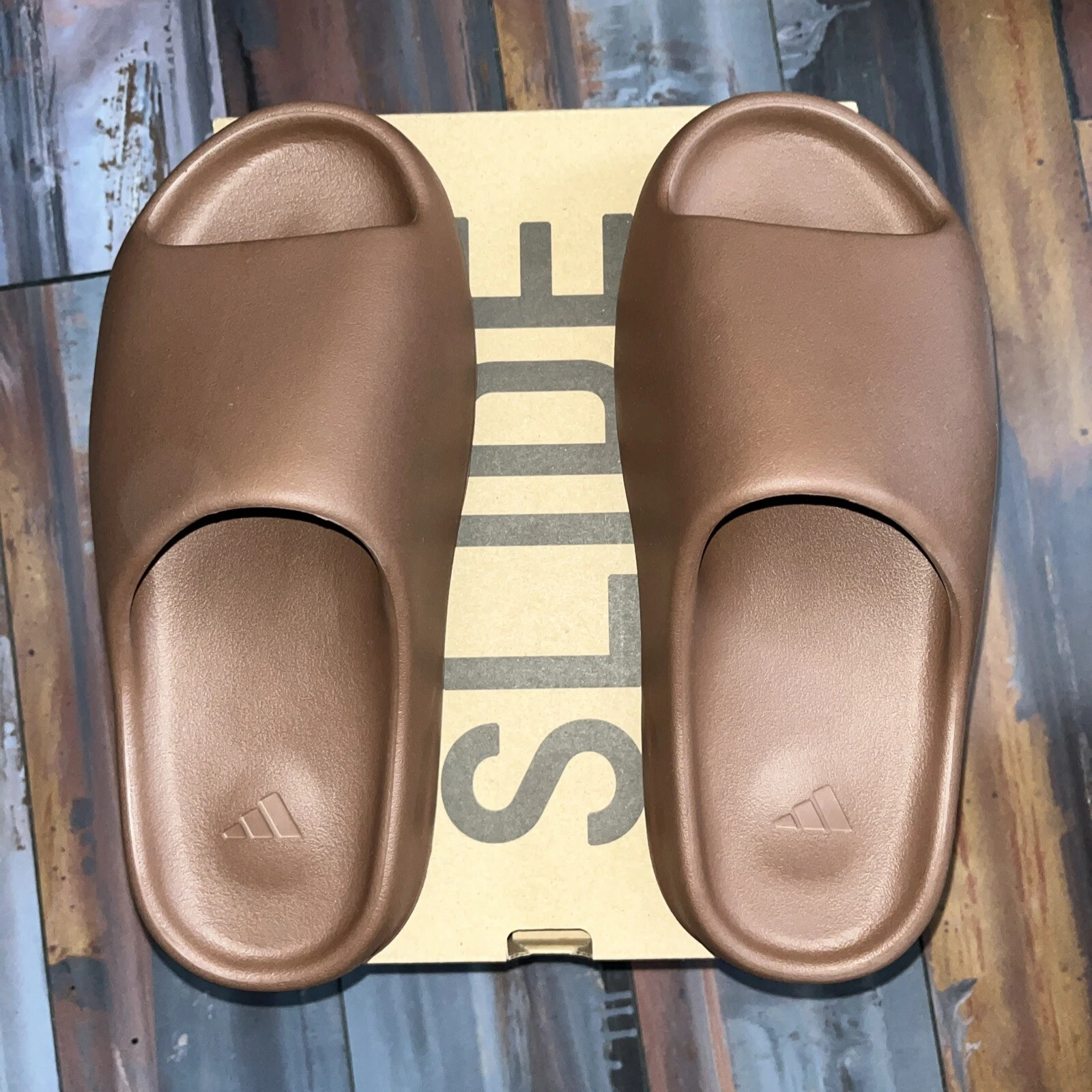 sandali marroni taglia us 10 nuovi con scatola adidas yeezy slide lino yzy fz5896