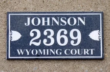 Address plaque 9 x 18" custom engraved 100% black granite free shipping