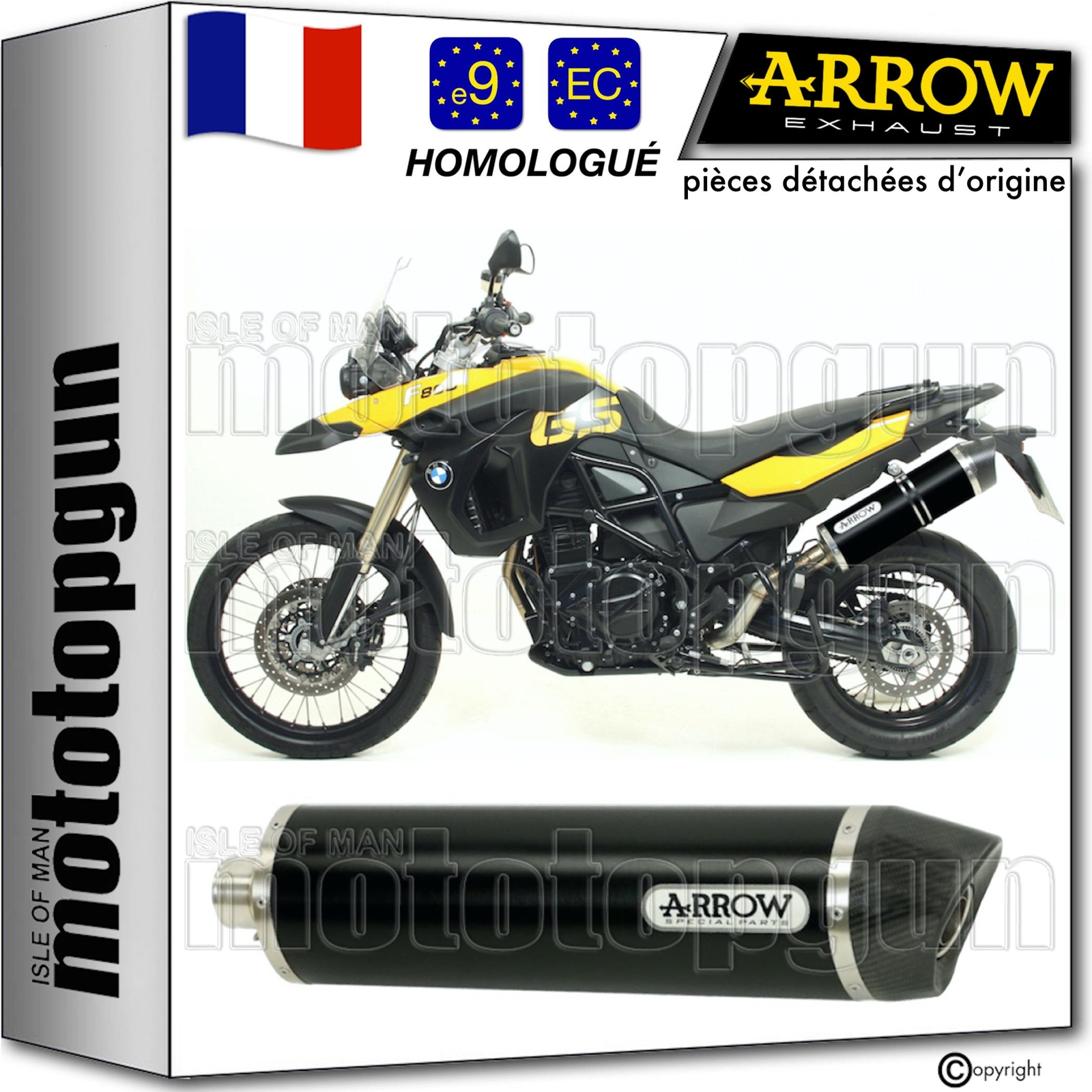 Pot Arrow Maxi Race-Tech noir homologué en aluminium pour BMW F-800 GS 2013