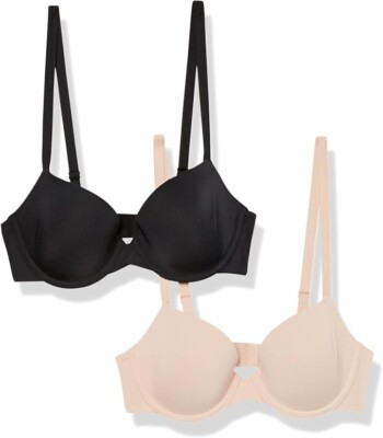Amazon Essentials Women's Demi Cup Microfiber Bra Adjustable Straps Pk of 2  34A