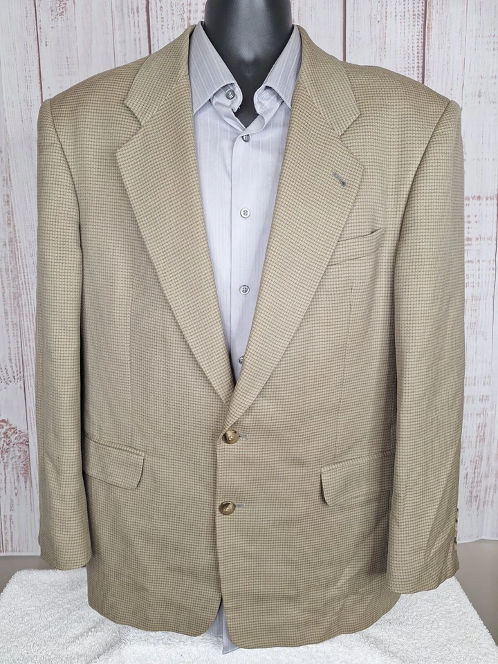 Gianfranco Ruffini Sport Coat Blazer Mens 42R Beige Check Wool Ventless - Image 2 of 4