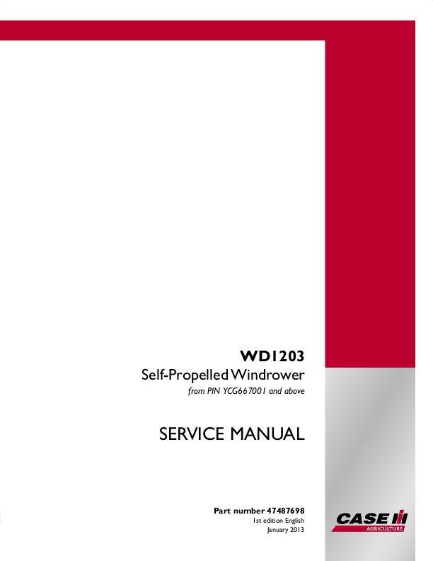 CASE IH WD1203 SELF-PROPELLED WINDROWER FROM PIN YCG667001 AND ABOVE ...