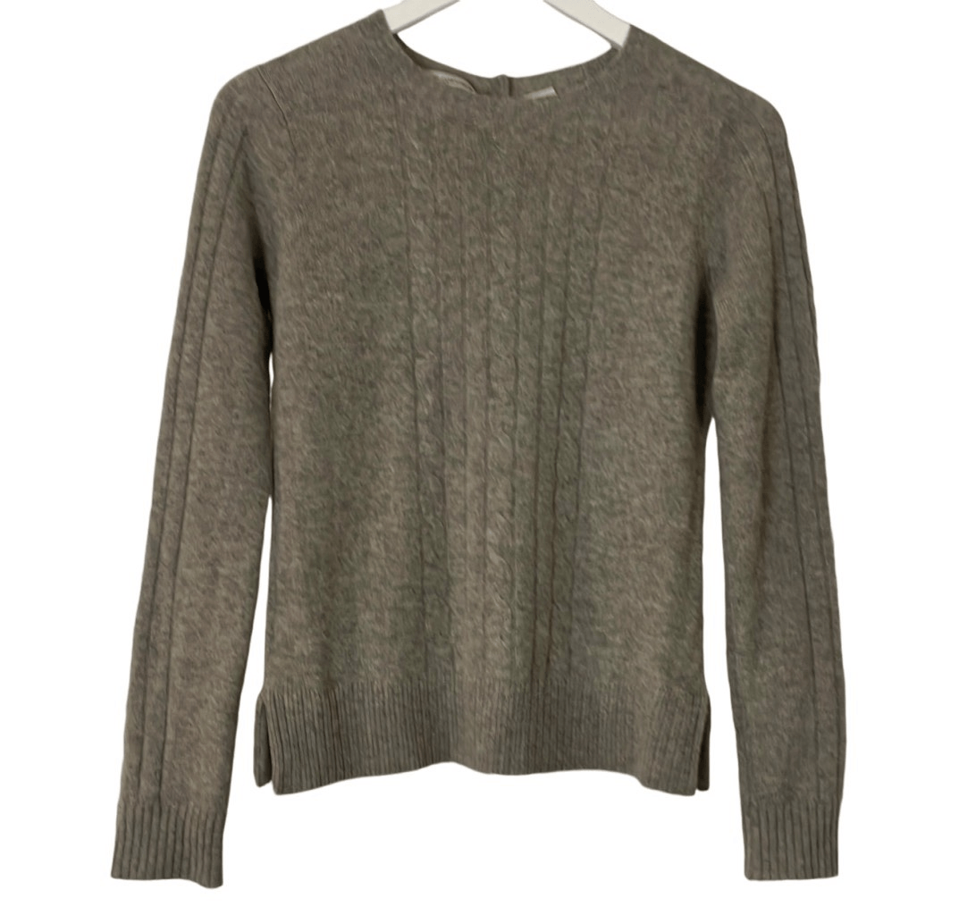 Autumn Cashmere 100% Cashmere grey cableknit button back sweater xs