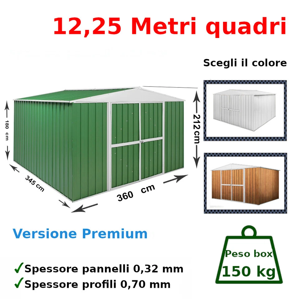 NOTEK CASETTA DA GIARDINO RIMESSA ATTREZZI BOX IN LAMIERA DI ACCIAIO ZINCATA BARACCA