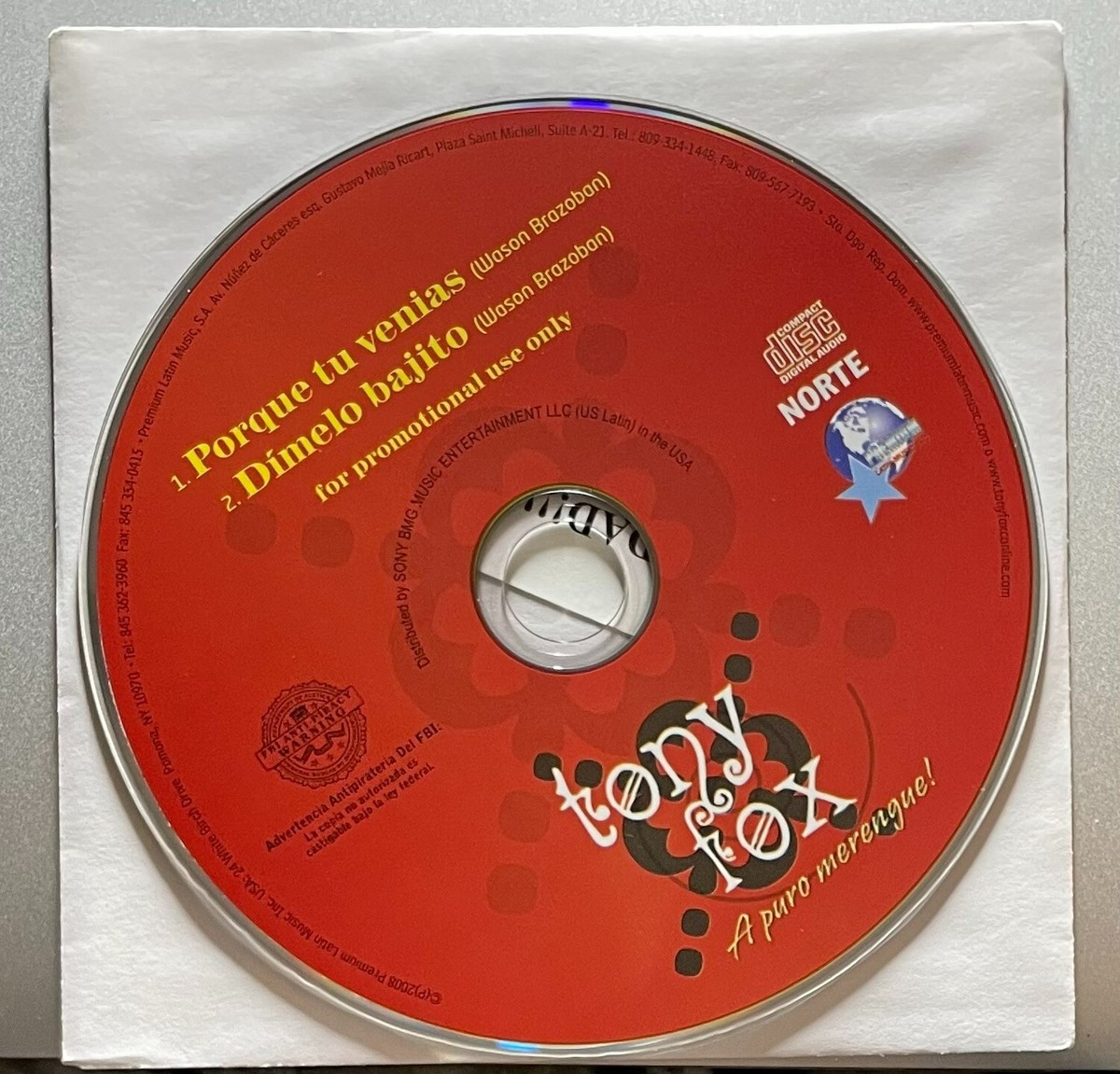 Tony Fox **- A Puro Merengue (CD, EP, Promo) | eBay