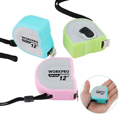 WORKPRO Mini Tape Measure 3 Pcs 12FT Self-Lock Easy Reading Tape Measurement