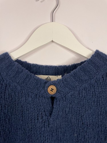 Fisherman Out of Ireland Mens Wool Blend Sweater Jumper Blue Button XL - Picture 3 of 9
