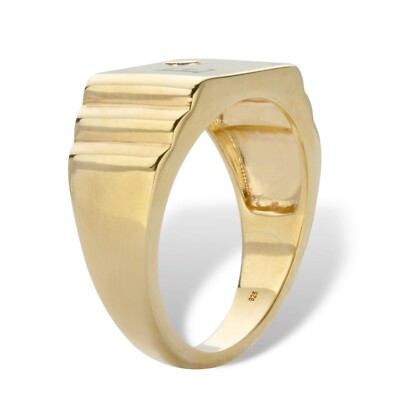 MENS 18K GOLD OVER STERLING SILVER PERSONALIZED INITIAL RING 10 11 12 13