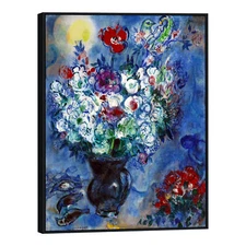 Framed Canvas Giclee Print Art Les Anémones by Marc Chagall Wall Art 24"x32"