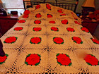 KING SIZE 84" LONG x 108 WIDE HAND MADE ROSE PATTERN AFGHAN — photo 6