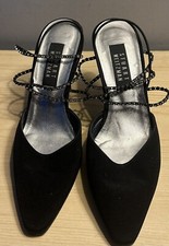 STUART WEITZMAN Slingback Rhinestone Heel Size 8 M Black