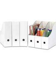 Simple Houseware White Magazine File Holder Organizer Box Pack of 6 