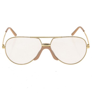 GUCCI 0432 Gold Clear Crystal Aviator Metal Retro Sunglasses