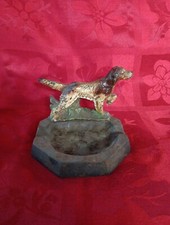 Cenicero de hierro fundido John Wright Pointer original vintage para perros