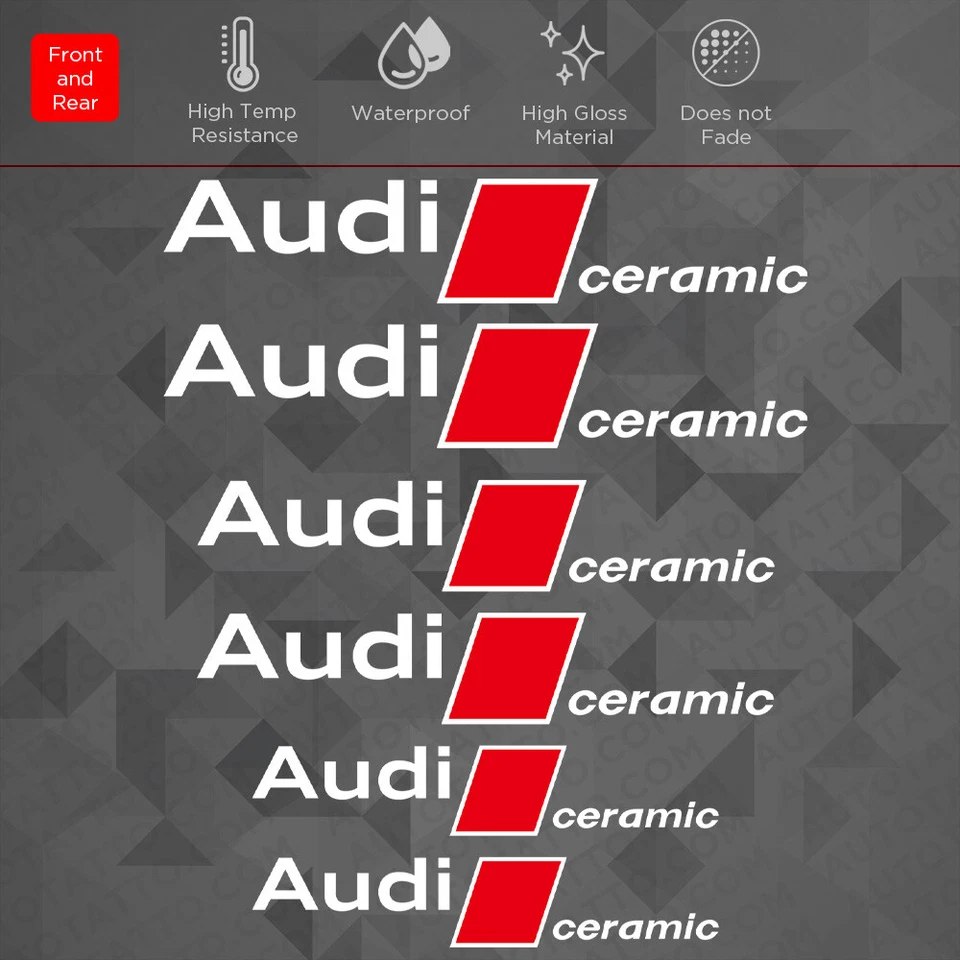 Pinza de freno de cerámica para llantas de coche deportivo Audi calcomanía logotipo decoración blanco Foto 3 de 4