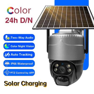 Solar Powered Surveillance Camera PIR Motion Detection Tracking 4g/WIFI Monitor