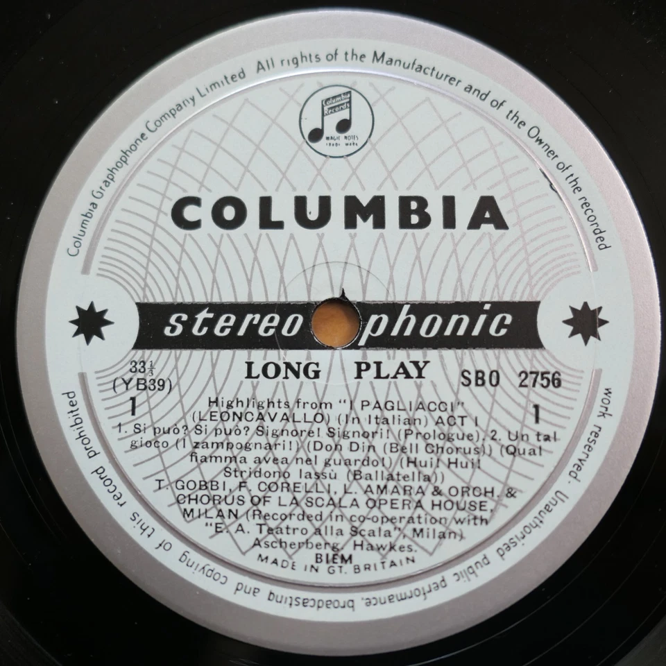 SBO 2756 ED1 I Pagliacci Highlights 10" Columbia 1st B/S Matacic NEAR MINT - Image 2 of 4