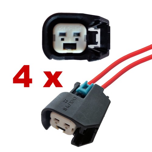Auto Vervanging stekker - brandstofmondstuk benzine - BOS EV6 / EV14 BLACK (2 x FEMALE) 15419715, 72098-06 motor, toerentalsensor, koplamp, remlicht, knipperlicht, claxon, oliedruksensor, benzinepomp