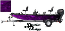 Graphic Pontoon Purple Wrap Musky Fishing Bass Boat Abstract Fish Decal Vinyl US