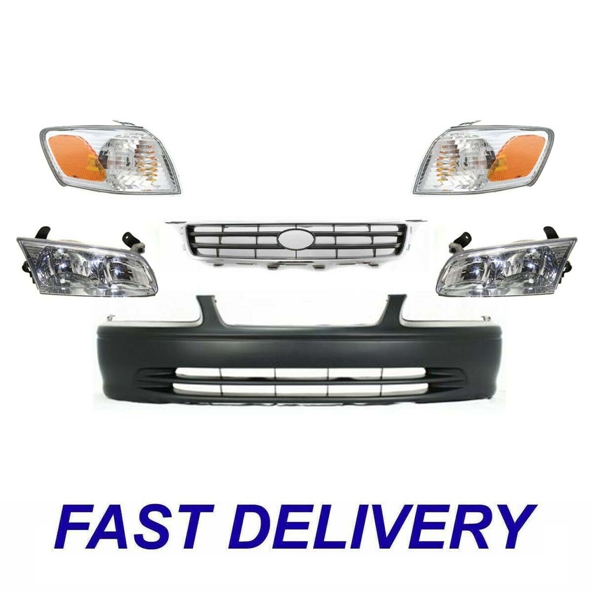 New Front Bumper Cover Kit 6pc Set Fits 2000-2001 Toyota Camry | eBay