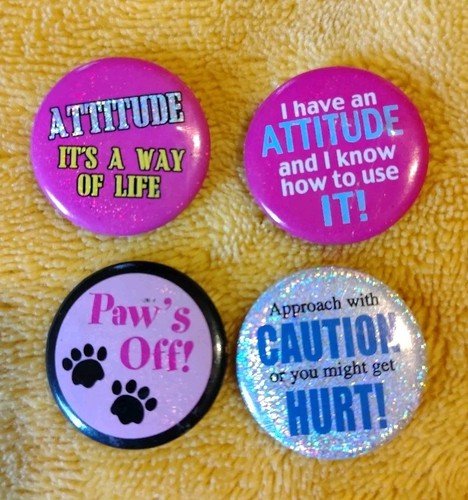 Pinback Button Lot With Sparkles And A Lot Of Attitude 1 Inch - Picture 2 of 5
