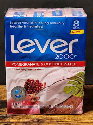 VTG NEW OLD STOCK Lever 2000 Pomegranate & Coconut Water 8 Bar Soap Pack USA