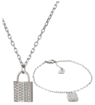 Swarovski Crystal Pave Lock 2-in-1 Bracelet and Necklace Case Set