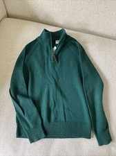 NEW JCREW CREWCUTS GREEN ZIP NECK PULLOVER COTTON CASHMERE SWEATER SIZE 6/7