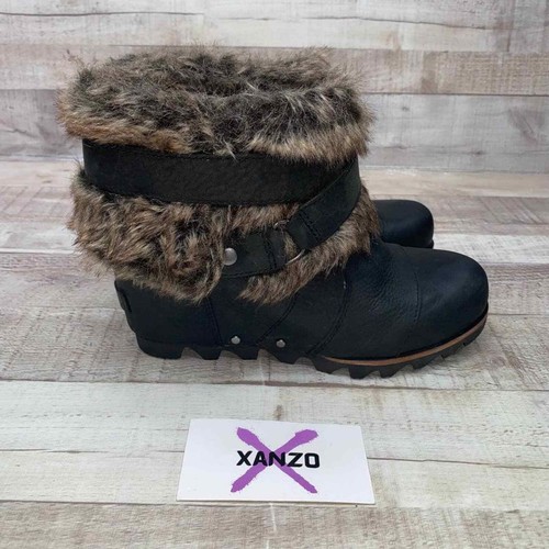Faux Fur Wedge Ankle Boots Size 