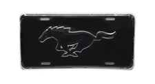 FORD MUSTANG EMBLEM BLACK GROUND 3D EMBOSSED METAL CAR NOVELTY LICENSE PLATE TAG