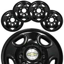 4 BLACK Express Van 16" 8 Lug Wheel Skins Hub Caps Rim Simulators Center Covers