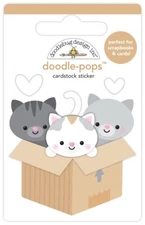 Crafts Doodlebug Doodle-Pop Stickers Kitty Litter 3 Cats in a Box Hearts