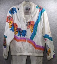 Vintage Head Sportswear 2pc Windbreaker/Track Suit Colorful Size XS Elephants