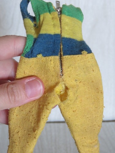 Abito tuta vintage Barbie Francie denim sul 1967 fori macchia COME SI LEGGE - Foto 3 di 15
