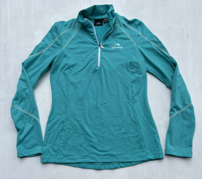 Eider Jacket Sweatshirt Women's 6 M  Teal  1/4 Zip Stretch Zip Base Layer *read