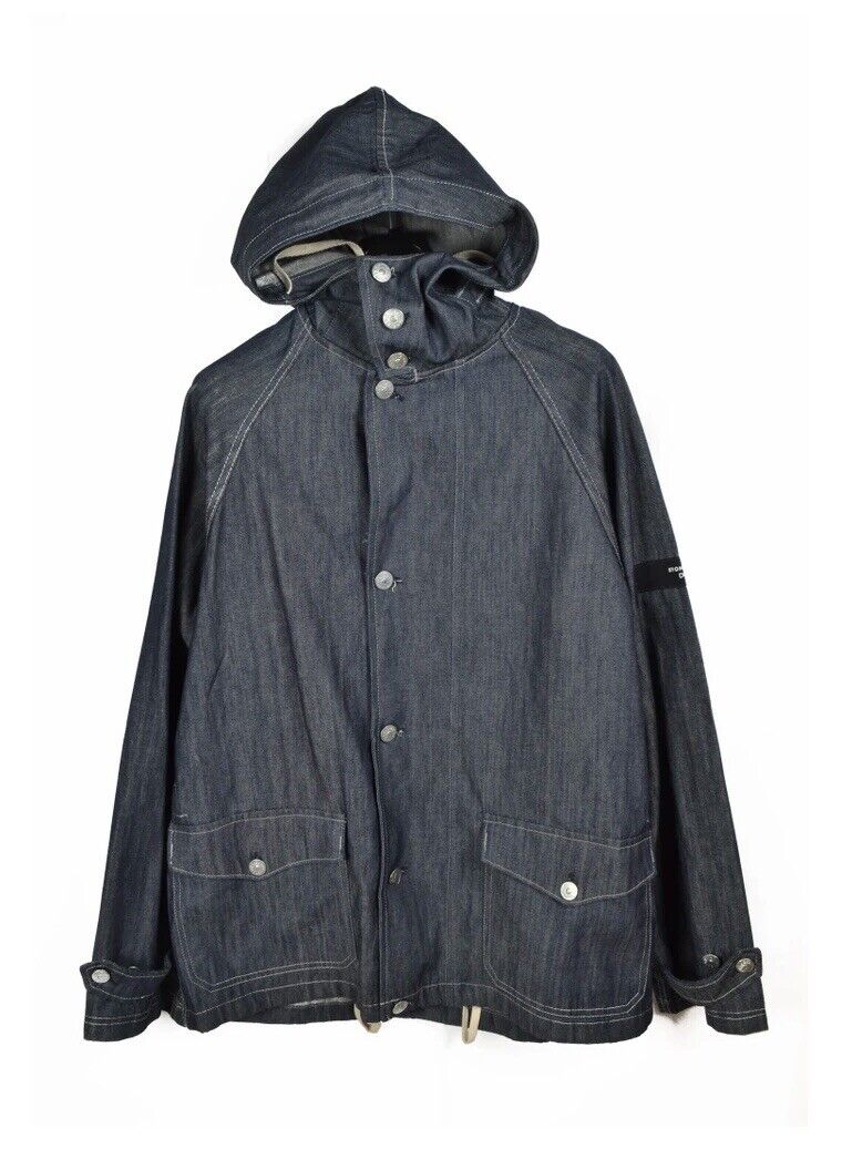 Vintage Stone island XLARGE Denim overshirt Hoodie Buttoned Vintage Stone island XLARGE Denim overshirt Hoodie Buttoned