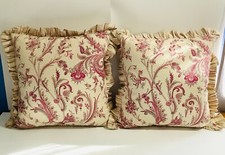 Ralph Lauren Decorative Pillows Feather Fill PAISLEY/STRIPES Double Sided Set 2
