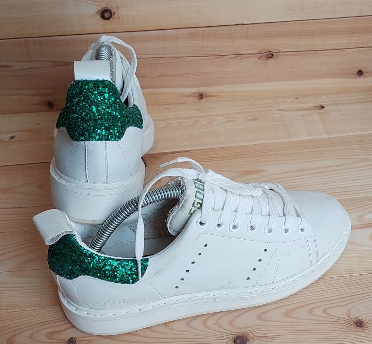 Golden Goose Starter sneakers in white leather with Green Golden Goose Starter sneakers in white leather with Green