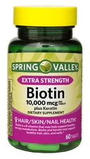 Strength Biotin Plus Keratin Tablets Dietary Supplement, 10,000 Mcg, 60 Count