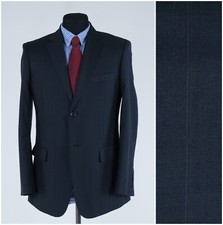 Mens Striped Sport Coat 40R US Size UNDER BLUE Blue Super Wool Blazer Jacket