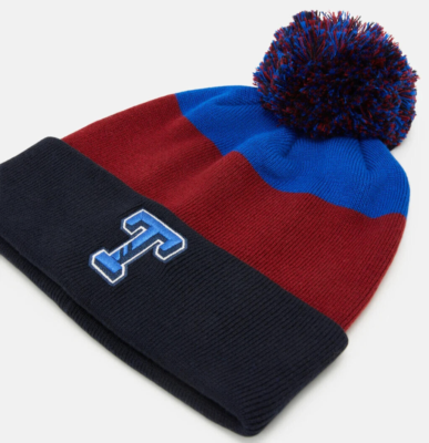 TOMMY HILFIGER UNISEX Varsity STRETCH FOLD POM Beanie NAVY  display picture 2