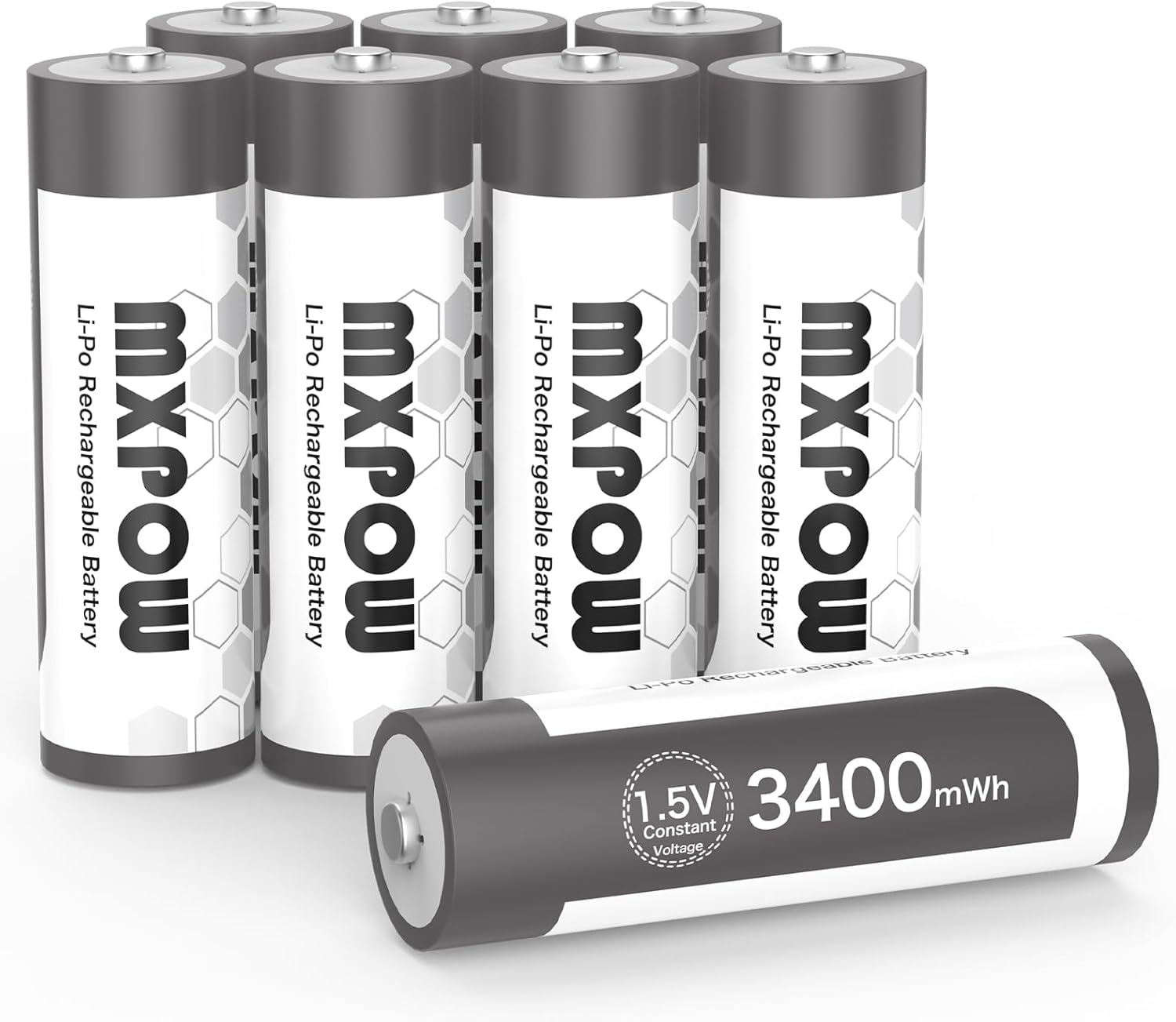 Rechargeable AA Batteries 1.5V 3400Mwh,Aa Rechargeable Lithium Batteries 8 Count-image